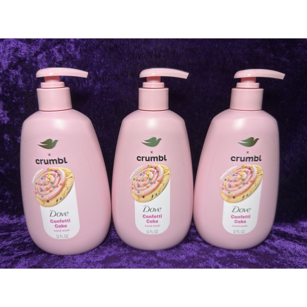 Dove Crumbl Hand Wash Lot 3 Confetti Cake Crumble Limited Edition Funfetti Soap